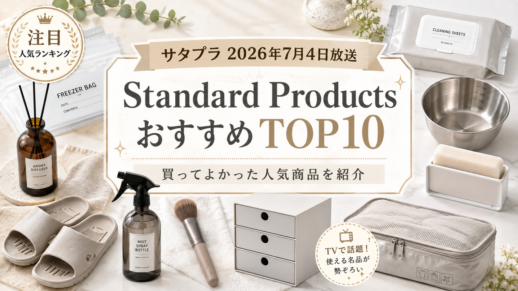 サタプラで紹介！Standard ProductsおすすめランキングTOP10【2026年7月4日放送】ブログ用アイキャッチ画像