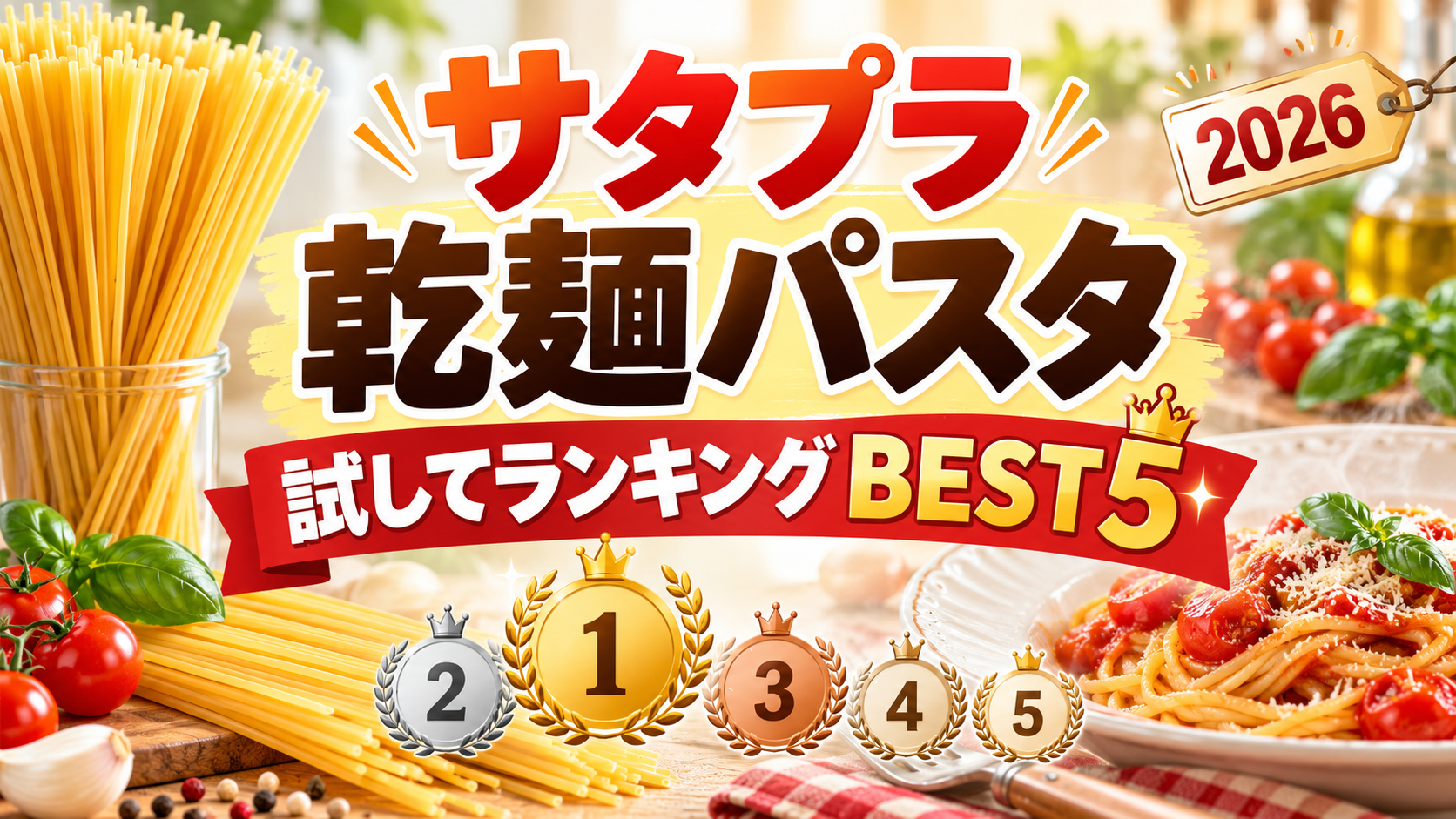 サタプラ乾麺パスタランキング2026｜1位はディ・チェコ！TOP5の点数・価格を比較